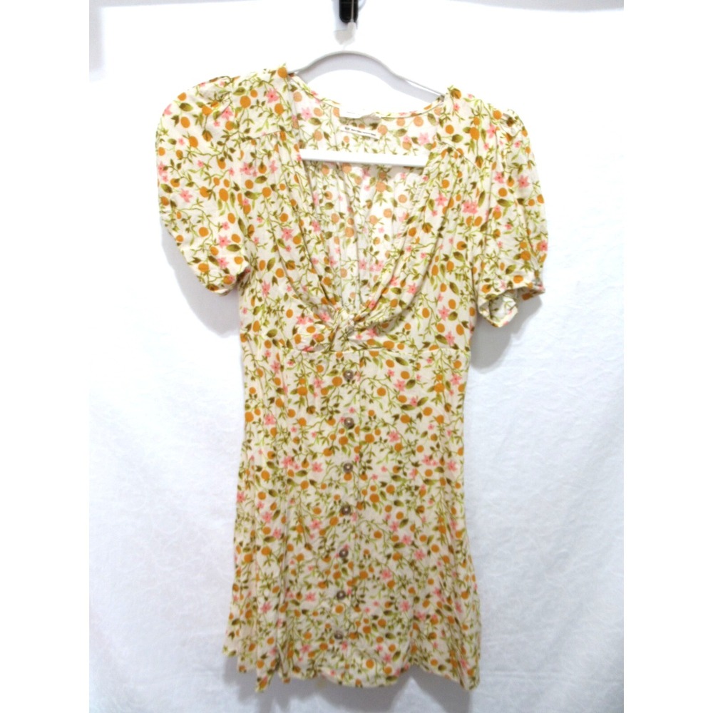 Urban Outfitters Women's XS Mini Dress Yellow Orange & Green Floral Print